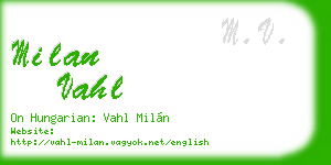 milan vahl business card